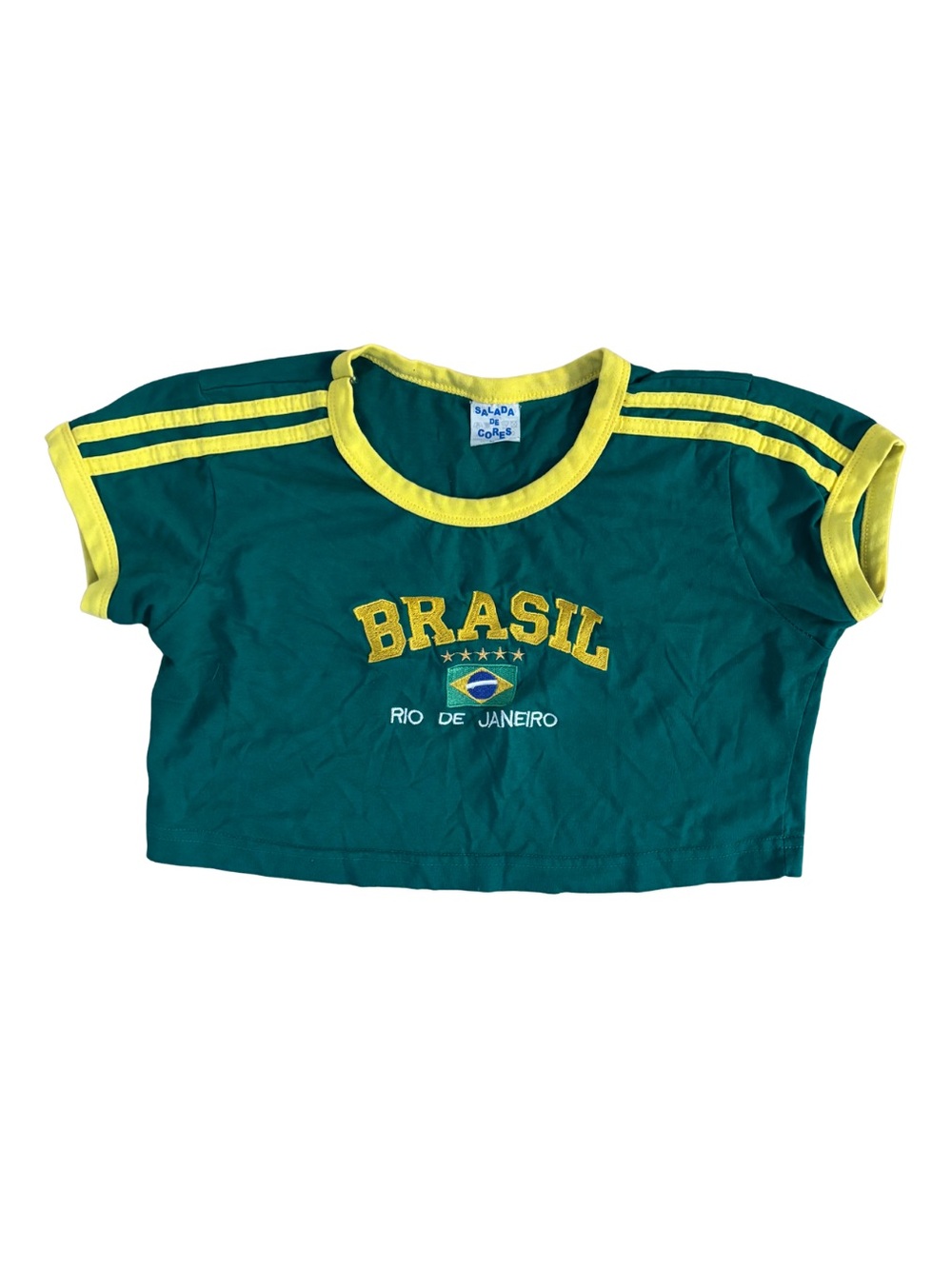 Salada de Cores Brasil Green & Yellow Crop Tee - Rio de Janeiro